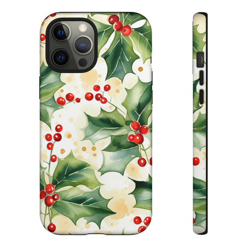 Christmas Holly on a Golden Background - Impact Resistant Phone Case iPhone 12 Pro Max Matte